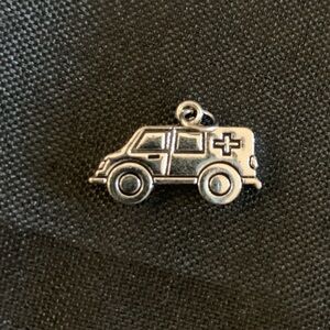 Ambulance Charm, Silver Tone perfect for necklace, bracelet, pens, purse, keych…